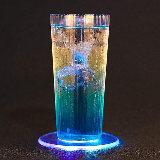 Colourful LED Coasters for Drinks, On/Off LED Disposable Coasters Pack of 4